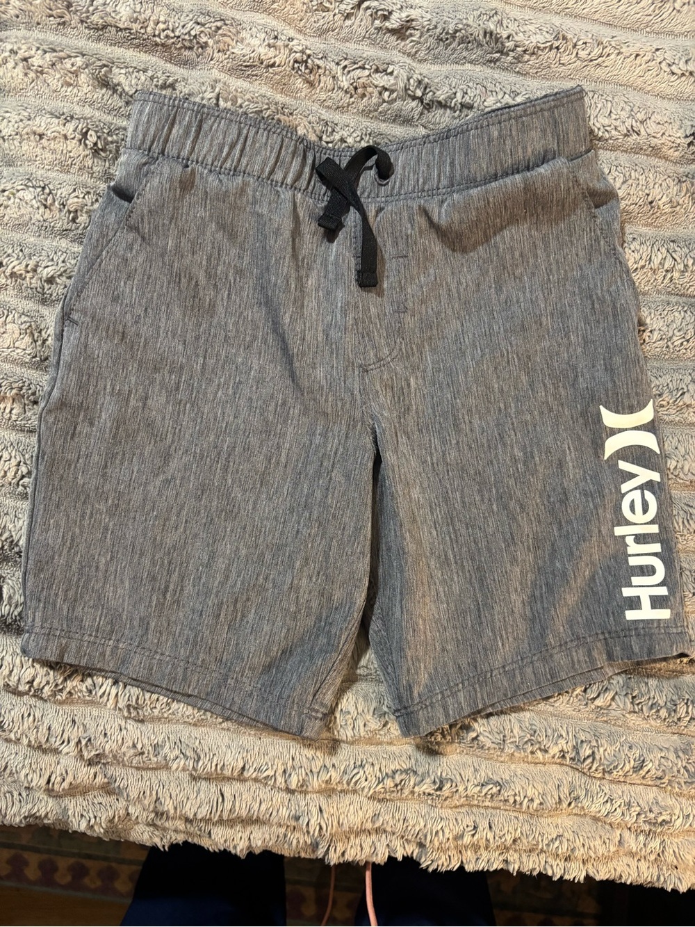 Hurley boys Heather Gray Elastic Waist Shorts with Logo
